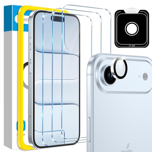 Image of Fotbor Compatible for 3 Pack iPhone Air Screen Protector With 1 Set Camera Lens Protector, 2025 Upgrade 9H+ Premium Tempered Glass 17air, Easy Installation Kits, 6.5 inch