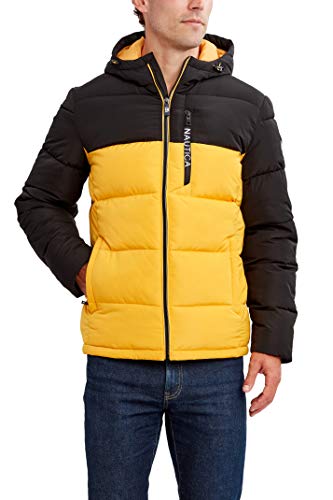 Nautica Men's Water Resistant Hooded Parka Jacket, Old Gold, Extra Large