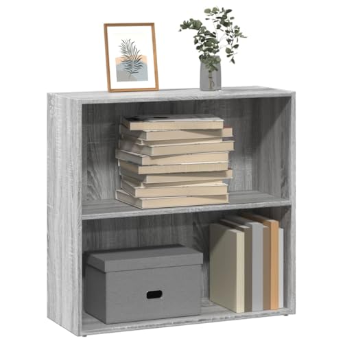 SooIarix Estantería gris Sonoma, 80 x 30 x 77 cm, material de madera, estantería de pie con compartimentos abiertos, versátil para libros, DVD, artículos decorativos, fácil de limpiar