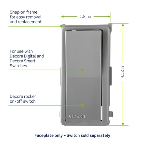 Image of Leviton Color Change Faceplate Only - Compatible with Decora Smart and Decora Digital Switches (Switch Not Included), DDKIT-SG, Gray