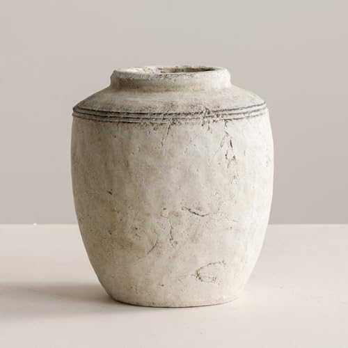 Ceramic Flower Vase, Rustic Farmhouse Terracotta Vase for Home Decor,