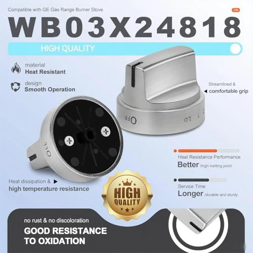 Image of 2PCSStainless Steel Stove Knob WB03X24818 Compatible for GE Stove Knobs Replacements /General Electric Stove Parts
