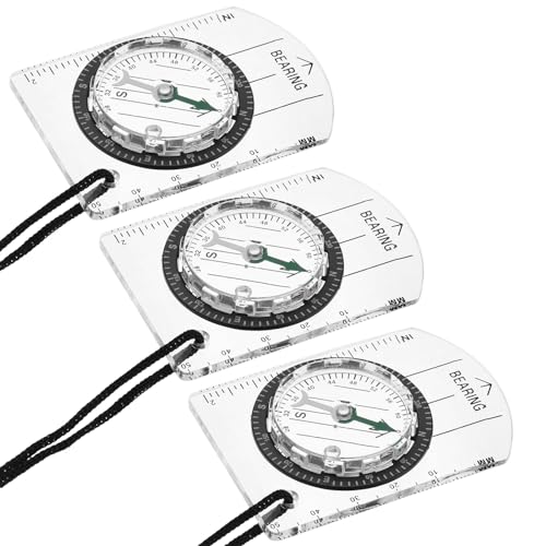 Brújula de orientación PATIKIL 3 pack blanca para camping miniatura 1