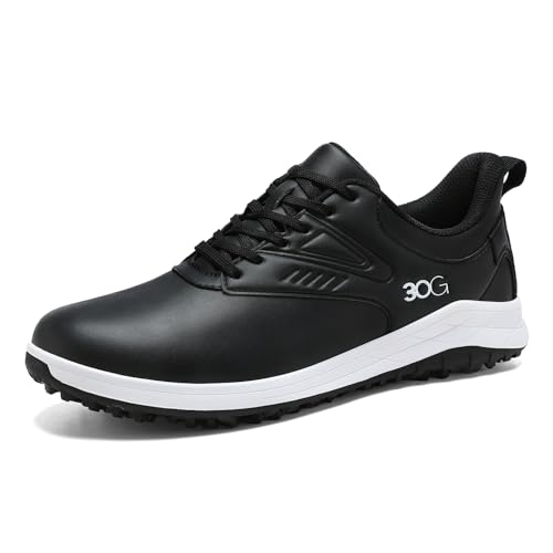 30G Men's Water-Resistant Golf Shoes - Lightweight & Traction Spikes, Breathable...