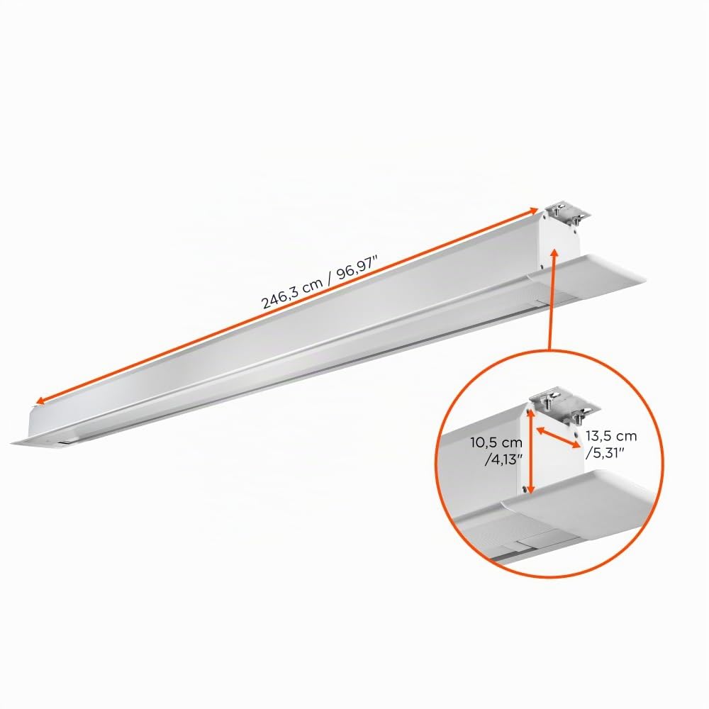 celexon Professional Plus écran motorisé encastrable 90" | 200x113cm 16:9 | Écran électrique encastrable 4K Full HD avec interrupteur mural, conçu pour intégration au plafond