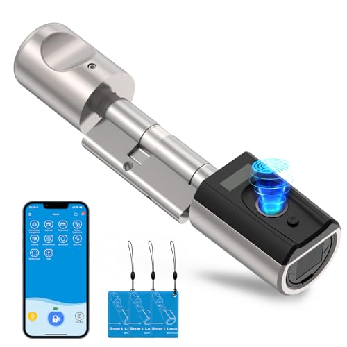 WELOCK Serratura intelligente con impronta digitale, cilindro Keyless Smart Lock Core 5 in 1, serratura elettronica Bluetooth APP Serratura intelligente, scheda RFID, IP65, per casa, ufficio
