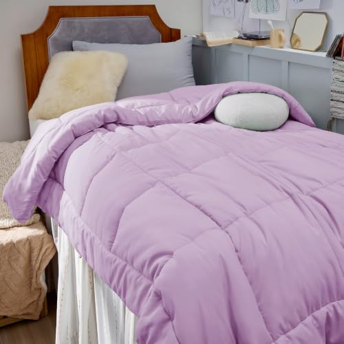Image of Bedsure Comforter Duvet Insert - Quilted Comforters Twin Size, All Season Duvet, GentleSoft Down Alternative Bedding, with 8 Tabs, Gifts for Women /Men, Light Purple, Twin 88 x 68 Inches