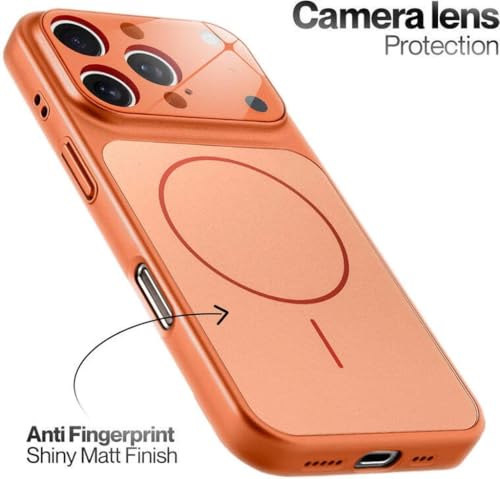 Image of for iPhone 16 Pro |Convert to 17 pro /17 Pro Max Style Premium Back Glass Magsafe Wireless Charge Converter Cover Magnetic Case for iPhone 16 Pro |Convert to 17 pro /17 Pro Max (Orange)