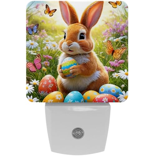 Image of NEWzone Easter Eggs Bunny Night Light [2 Pack], Plug in Wall Led Night Lights Decor for Boys Girls Room, Dusk to Dawn Sensor Wall Lamp for Stairway /Bedroom /Kitchen /Nursery Room