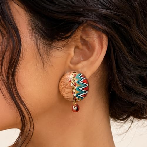 Image of Handcrafted Artistic & Tribal Earrings Collection for Women - Bohemian, Floral, Wooden & Ethnic Statement and Stud Designs