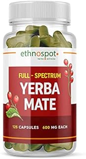 Full Spectrum Yerba Mate Capsules - Boosts Energy & Mental Focus - Supports Health & Metabolism - Enhanced Caffeine & Antioxidant Profile - All Natural - 125 Vegan Capsules
