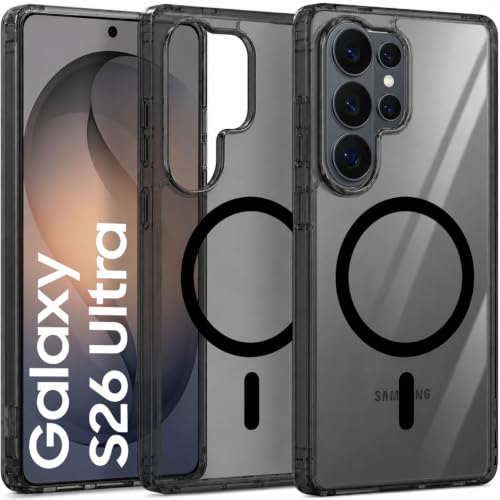 Image of Elzzi Anti Scratch Semi Translucent Cover for Samsung S26 Ultra Case, Premium PC + TPU Magnetic Phone Cases Drop Proof,Compatible with Magsafe Slim Never Yellowing Shockproof