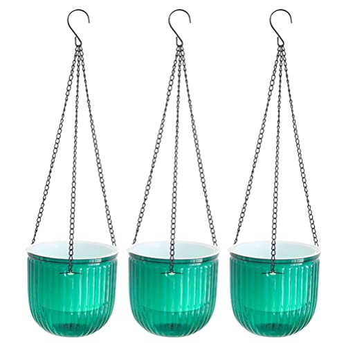 YARNOW 3pcs Self-Watering Hanging Flower Pots Durable Planters for Use Easy to Decorate Your Balcony Garden Plant Lovers Uv Resistant Design