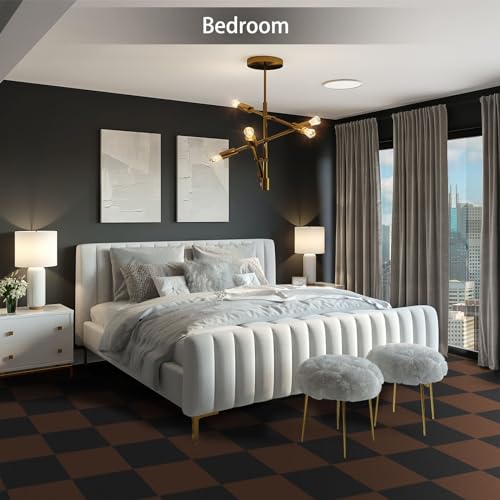 ZOWZOW Peel and Stick Carpet Tiles,Self-Adhesive Square Soft Carpet Floor Tiles,Brown 12\" x 12\" Carpet, Easy Install DIY Floor Tiles for Kids Room, Bedroom,Dining Room, 10 PCS.(10 sqft/Box)