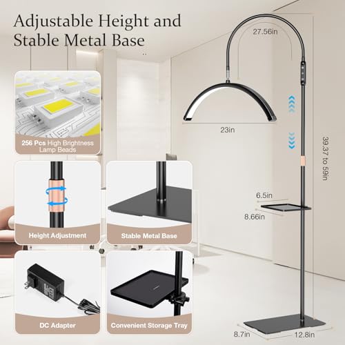 Image of Mznoo Lash Light with Tool Tray, 3600LM LED Moon Light for Lash Tech, Black | Shadow-free, 3200K to 6500K, Flexible&Adjustable Lamp Head, for Lash Tech /Nail Tech /Esthetician