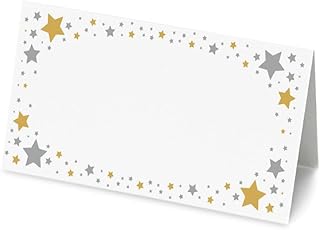 50 Stück Namens-Tischkarten mit goldfarbenem Stern - Namens-Tischkarte Deko für Hochzeiten und Partys