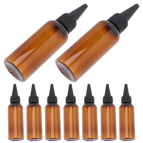 LIFKOME Frascos Aplicadores de Cabello 50 Ml PET Plástico Marrón 10 Unidades Recargables para Tinte Lociones y Productos Capilares de Precisión