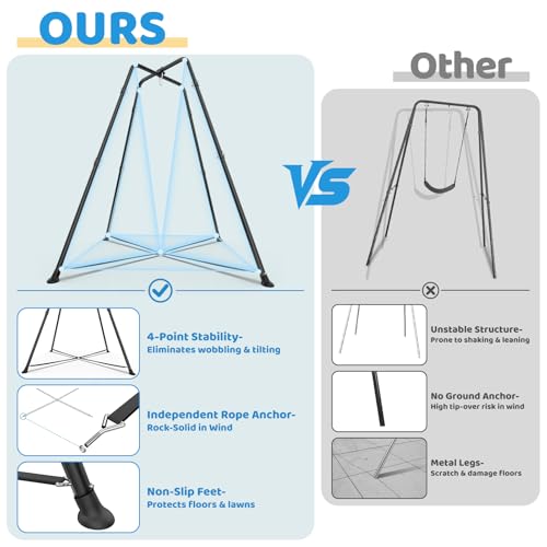 Swing Stand Frame with Sensory Pod Swings and Chair, Sensory Swing Set, X-Shaped Swing Frame, Heavy-Duty Metal Hammock Chair Stand for Adults Indoor and Outdoor 330LBS(Blue)