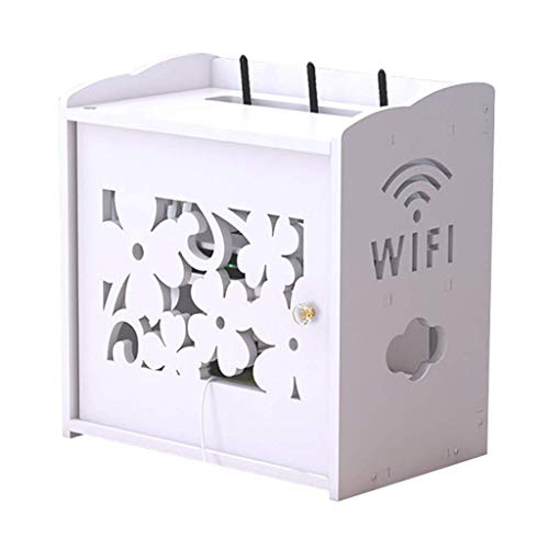 Weiß Draht Aufbewahrungsbox Elektrische Kabel Organizer Holz Kunststoff Office Organizer WiFi Router TV Box Set-Top Box Streaming Media