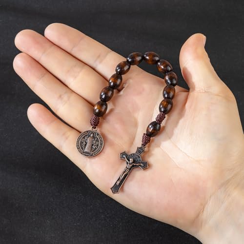 Pocket Rosary for men - Handmade Wooden Catholic Rosaries, Wooden Bead Rosary Necklace, Metal Cross For Catholic Or Christian Gift4