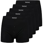 DOLCE ENVY Pack of 5 Men's Boxer Shorts Everyday Comfort Cotton Rich Trunks Underwear Stretch Moisture-wicking and Breathable. (UK, Alpha, M, Regular, Regular, BLACK)