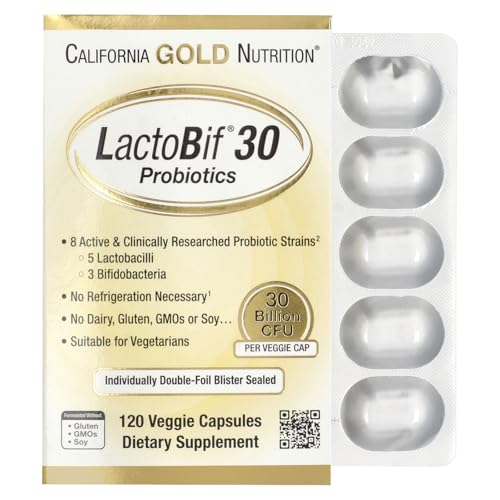 California Gold Nutrition, LactoBif®（ラクトビフ）30プロバイオティクス、300億CFU、ベジカプセル120粒のサムネイル