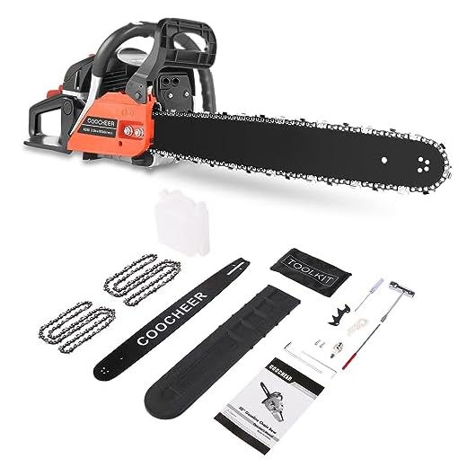 COOCHEER 62cc Gas Chainsaw 20-Inch for Tree Cutting & Firewood Logging