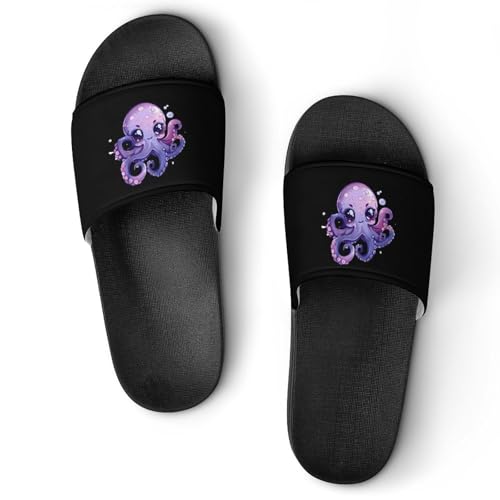 Cute Sea Octopus Non Slip Slides Sandals for Women Men Quick Drying Shower Shoes for Bathroom Pool Beach