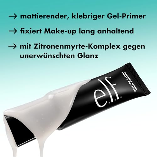 e.l.f. Mini Power Grip Primer Matte, Matte Finish, Long-Lasting, Suitable for All Skin Types, Infused with Lemon Myrtle Blend, Vegan & Cruelty-Free, Travel Size