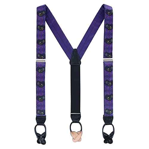 Trafalgar Men's Mardi Gras Celebration Silk Button End Braces (Suspenders),