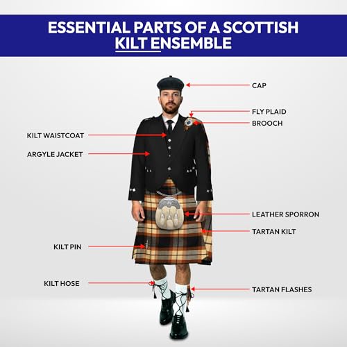 Image of 8 Yard Mens Kilt - Authentic Tartan Kilt for Men Highland Outfit for Weddings & Traditional Scottish Wear