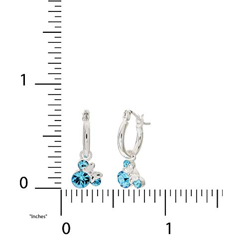 Disney Minnie Mouse Birthstone Jewelry For Women, Minnie Mouse March Crystal Hoop Earrings, Silver Plated, Latch Back #TOP4