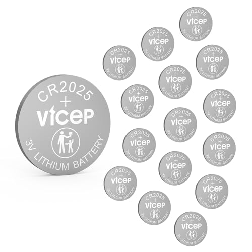 ViCep Paquete de 15 Pilas CR2025 Pila Boton CR 2025 de Litio 3V para llaveros de Coche, Relojes, mandos a Distancia, sensores de Alarma y más. Envasadas Individualmente