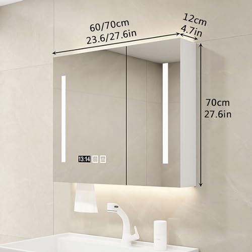 Moderno armario con espejo de baño LED con almacenamiento de brillo ajustable antivaho para tocador y medicina, diseño elegante y elegancia funcional