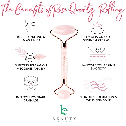 Rose Quartz Face Roller Skin Care Tools - Face Massager Roller, Facial Roller & Eye Roller for Puffy Eyes, Facial Massager Facial Tools Pair Perfectly with Skincare & Are Self Care Gifts for Women - Image 4