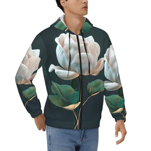 Sweat à capuche grande taille S au 3XL veste zippée fleurie en polyester souple pour homme