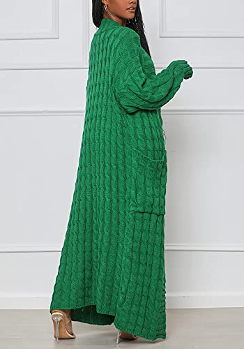 Image of Tcremisa Long Cable Knit Cardigans for Women Chunky Maxi Sweater Coat | Long Sleeve,Open Front,Ankle Length,Floor Length, Dual Pockets,Extra Knitted Duster,Loose Cozy Winter Outwear
