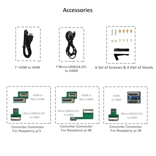 Image of Touchscreen Monitor for Raspberry Pi, 10.1'' IPS LCD Screen 1024 * 600 Smooth Touch, Built-in Dual Speakers, HDMI Input, Compatible with Raspberry Pi 5 /4 /3 /Zero, Easy Set-up Driver-free (10.1 Inch)