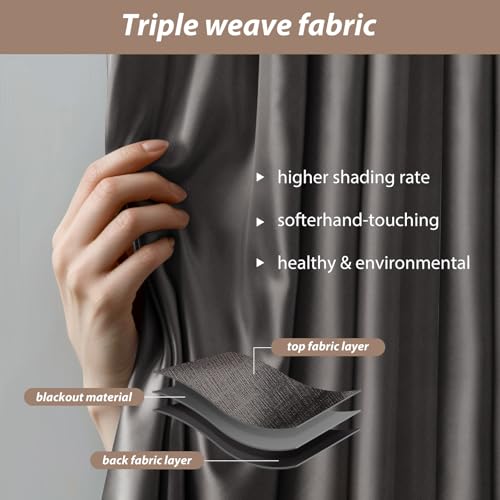 Image of Room Divider Curtains with Ceiling Curtain Track Set Window Curtain for Bedroom,Living Room Total Blackout Thermal Insulated Privacy Ceiling Track Curtain W 6 x H 6 FT Grey drape&Black track
