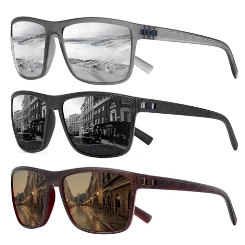 Image of Square Polarized Sunglasses for Men and Women Lightweight Frame Sun Glasses with UV Protection