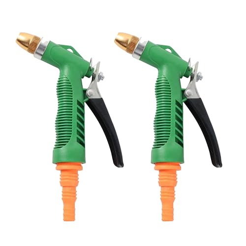 Image of ROOTS & LEAF High-Pressure Garden Water Spray Gun � 4 Adjustable Spray Patterns | Hands-Free Operation, Durable Brass Nozzle for Car Washing, Plant Watering, and Pet Cleaning - Pack of 2