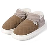 Dakuly Pantuflas Mujer Hombre Comodas Antideslizantes Zapatillas Altas de Algodón PU Impermeable Pantuflas para Mujer para...