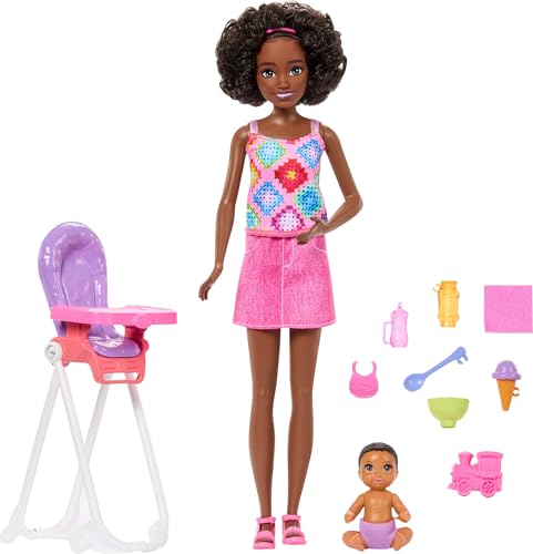 Barbie Skipper Babysitters, Inc. Playset with Brunette Doll, Brunette Toddler Doll, High Chair & 8 Accessories Including Food 2