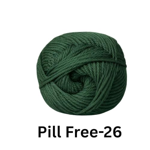 Image of VCR Bottle Green Yarn, Pill-Free Soft Knitting Yarn, 100 Grams Hank, 263 Meters Length, Low-Pill Acrylic Yarn, Soft Crosia Threads, Pack of 1, Suitable for Beanies, Caps and Gloves