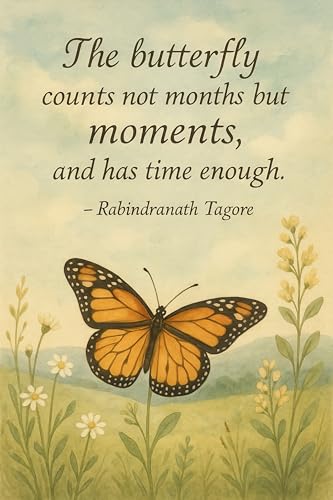 HardPress Philosophical Quote Poster - 'The butterfly counts not months but moments' - Rabindranath Tagore - Illustrated Home Wall Art - 8x12 inch Print