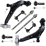 Detroit Axle - New 8pc Kit: Both (2) Front Lower Control Arms w/Ball Joints, (2) Sway Bar Links + All (4) Inner & Outer Tie Rod Links for [2000-01 Infiniti i30]