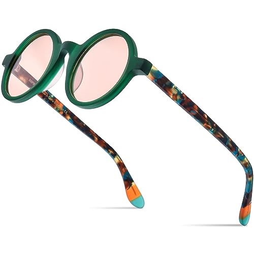 Image of HEPIDEM Matte Acetate Vintage Retro Round Polarized Sunglasses for Women 9270T