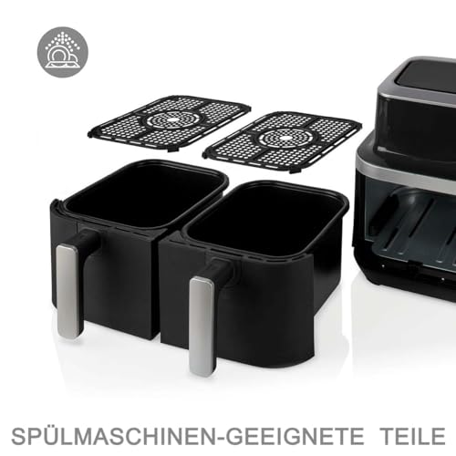 TronicXL DUO Heißluftfritteuse 2 Kammern Digital I Digitale Doppelkammer Heißluft Fritteuse Air Fryer mit Timer I 10 Programme I Friteuse I Dörrautomat I Display I Cool Touch – Bild 6