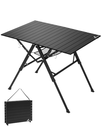 Sportneer Camping Table Folding Table, Bi-Fold Portable with Fast Open Design, Adjustable Height...