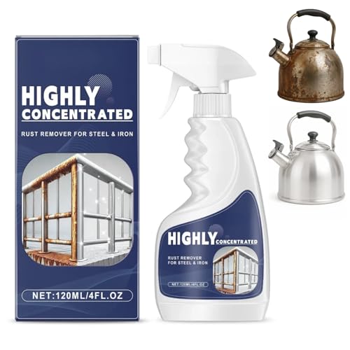Rust Remover Spray for Metal Highly Concentrated Heavy Duty Rust Remover for Steel Copper & Stainless Steel Fast Acting Rust Stain Remover for Tools Auto Parts Bolts No Scrubbing (1 Pcs)
